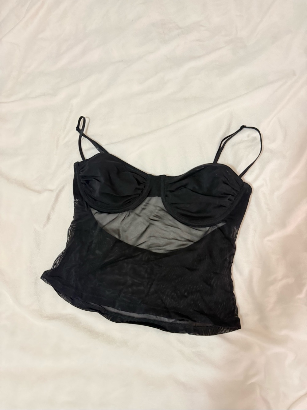 White Fox Boutique Black Sheer Mesh Bustier Cami